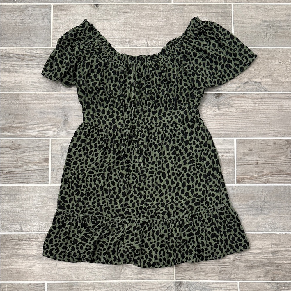 Stylish Green Leopard Print Dress